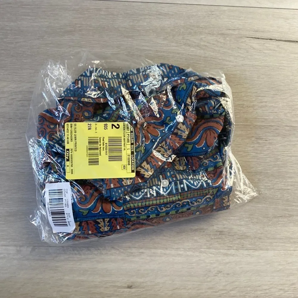 J Crew Short-sleeve‎ slub cotton shirt L Nwt see actual photo can’t find stock